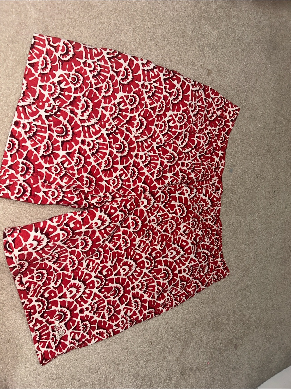 The North Face Red and White Patterned Men's Hybrid Shorts